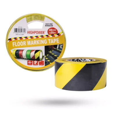 PVC Warning Tape Black/Yellow 48MM x 25M